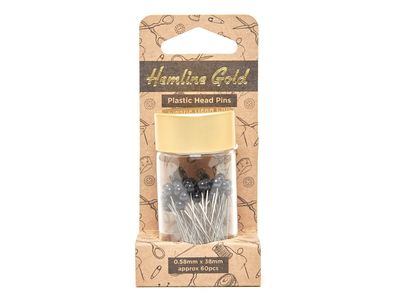 Hemline Gold - Knappenåler, 0,58x38mm Svart (60 stk)